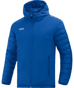 JAKO Team 7201 - Veste de Stade Homme Enfants Matériel Supérieur Résistant Eau Plusieurs Couleurs Tailles Doublure Thermique Capuchon Matelassé Poche Intérieure