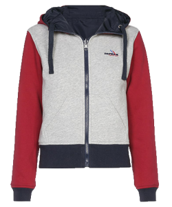 PATRICK PHOENIXW1G - Hooded Reversible Jacket For Women Zip Closure Color Light Grey/Blue/Red Several Sizes Ideal For leisures