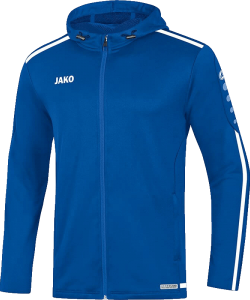 JAKO 6819 Striker 2.0 - Veste à Capuchon Hommes Enfants Plusieurs Couleurs Tailles Poches Latérales Zippées Rayures Contrastantes Curseur Bicolore