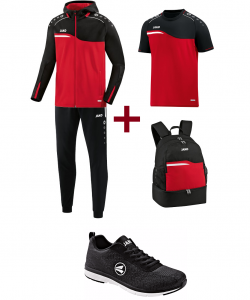 JAKO EO10018 Competition 2.0 - Optimal Training Kit - Hooded Polyester Tracksuit - T-Shirt - Backpack - Leisure Shoes - Several Colors Sizes