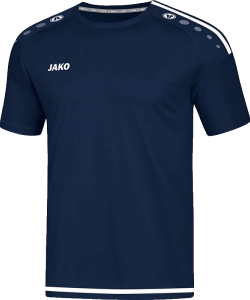 JAKO 4219 Striker 2.0 - T-Shirt Maillot Courtes Manches Homme Enfants Col Rond Plusieurs Couleurs Tailles Rayures Contrastantes Épaules et Ourlet