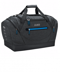 JAKO Champ 2007 - Sac de Sport en Noir et Gris Mêlé Homme Femme Enfant Design à la Mode Compartiment Principal Spacieux Bandoulière Amovible Réglable