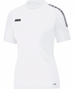 JAKO Champ 6117W - T-Shirt Pour Femme Dames Ouvertures de Ventilation Plusieurs Couleurs Tailles Manches avec Dessin Relief Col Bicolore Étiquette Performance