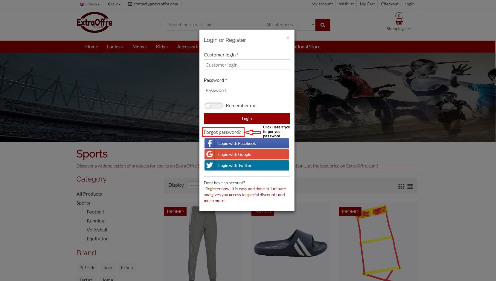 ExtraOffre Sport Forgot Password