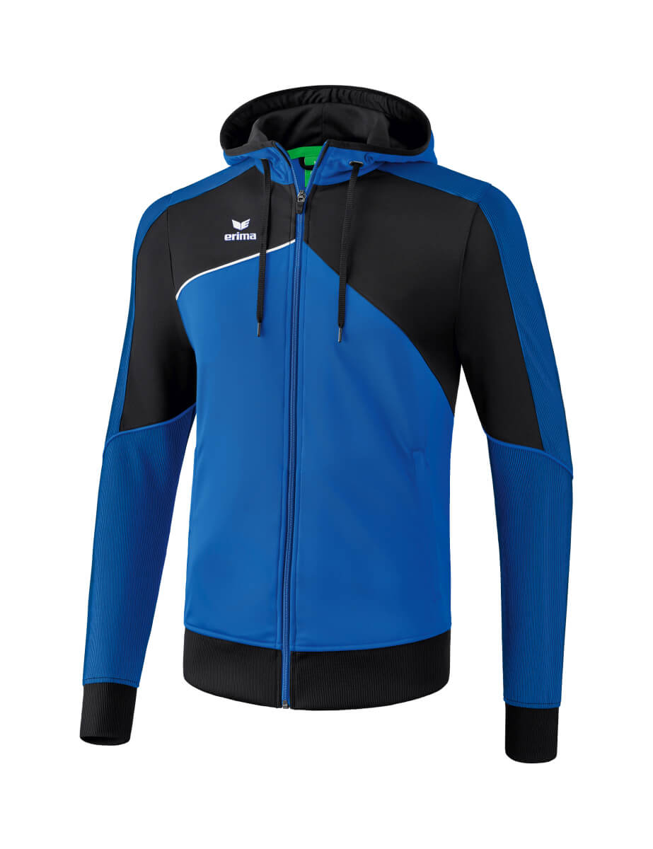 ERIMA 1071801 Hooded Training Jacket Premium One 2.0 Royal Blue/Black/White