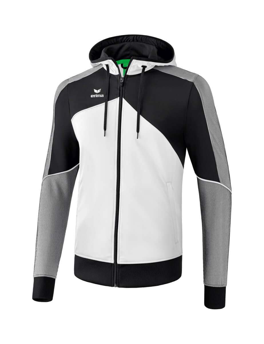 ERIMA 1071803 Hooded Training Jacket Premium One 2.0 White/Black/White