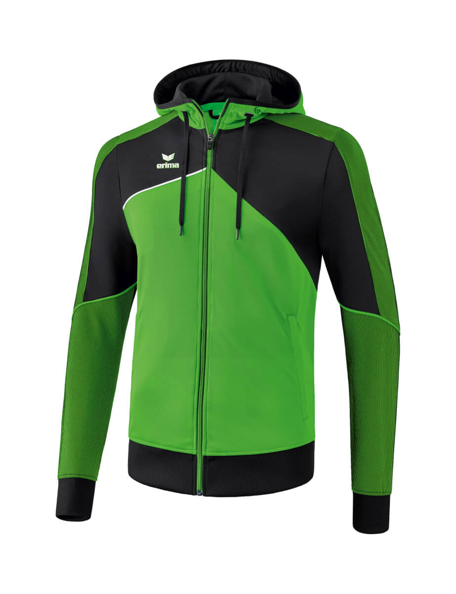 ERIMA 1071805 Hooded Training Jacket Premium One 2.0 Green/Black/White