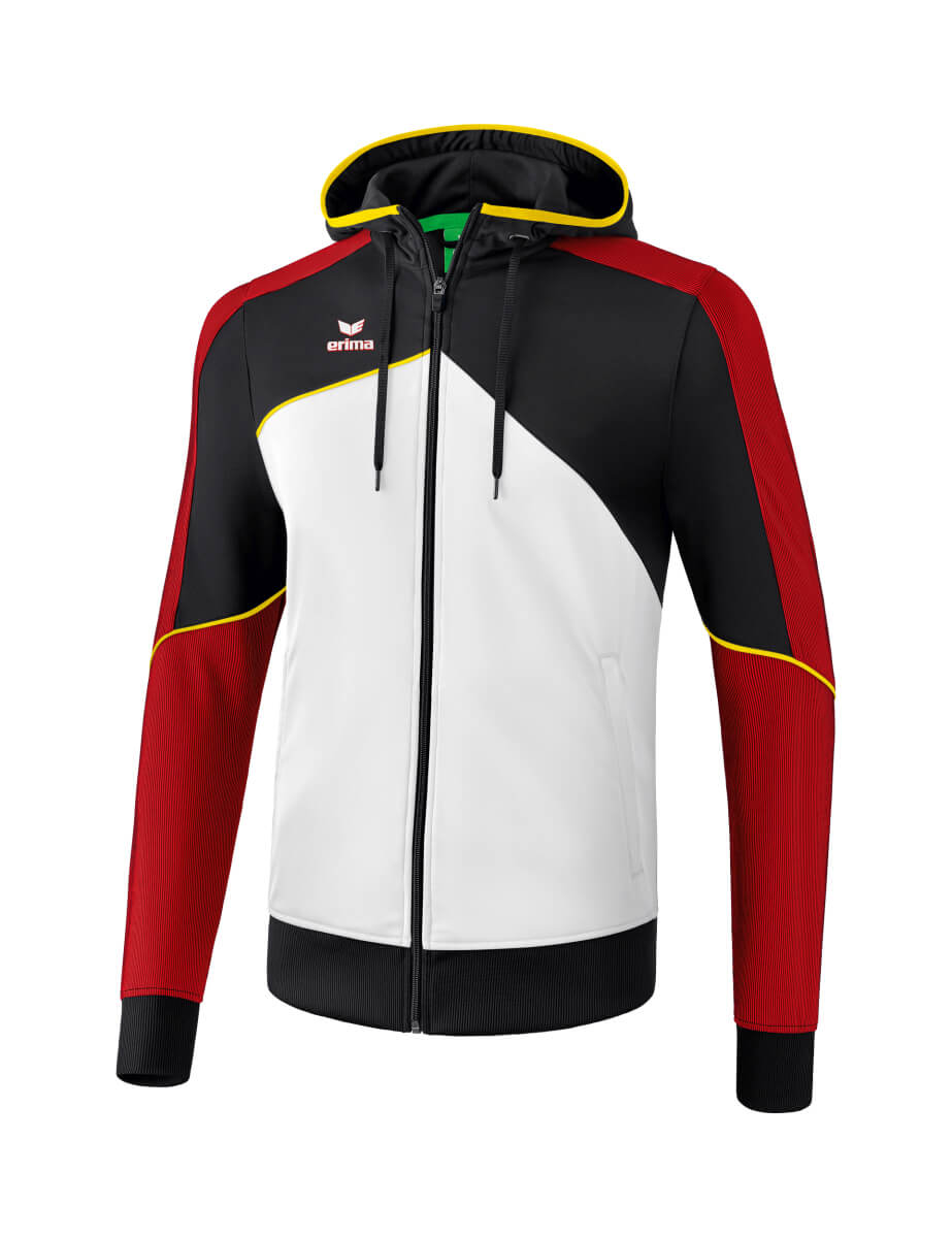 ERIMA 1071808 Hooded Training Jacket Premium One 2.0 White/Black/Red/Yellow