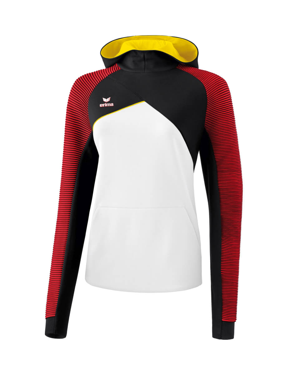 ERIMA 1071824 Sweat à Capuche Premium One 2.0 Blanc/Noir/Rouge/Jaune