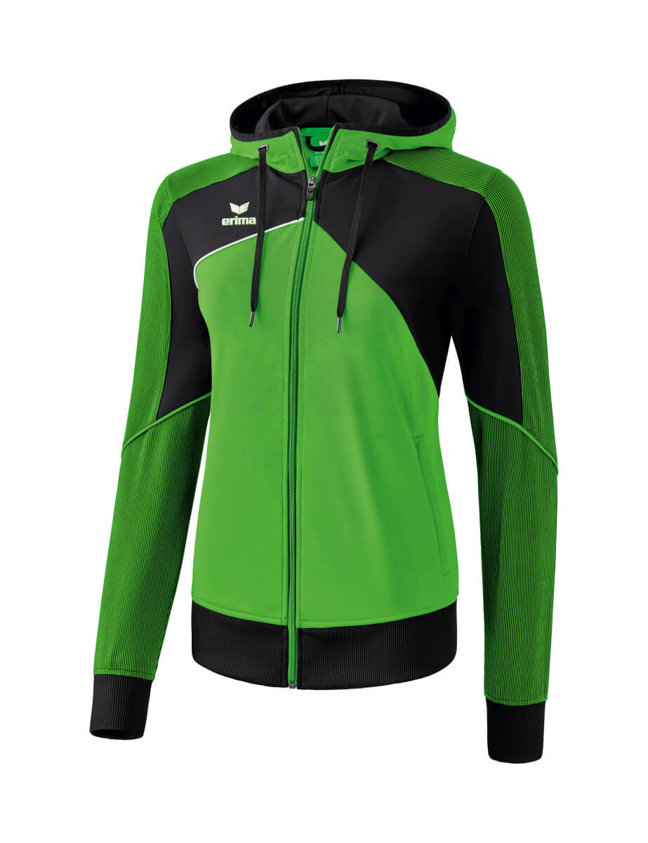 ERIMA 1071829 Hooded Training Jacket Premium One 2.0 Green/Black/White