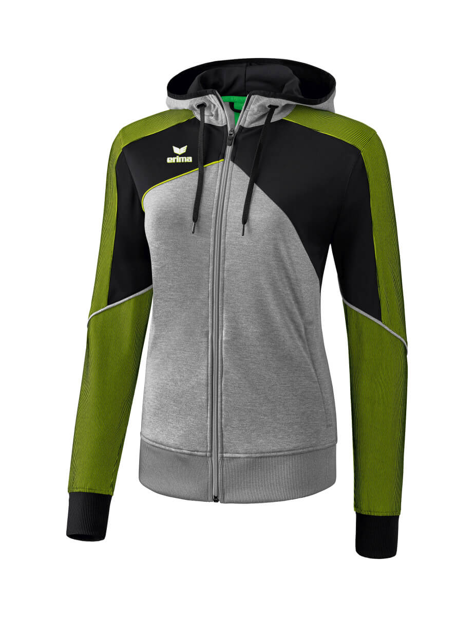 ERIMA 1071830 Veste Entraînement à Capuche Premium One 2.0 Gris Chiné/Noir/Citron Vert Pop