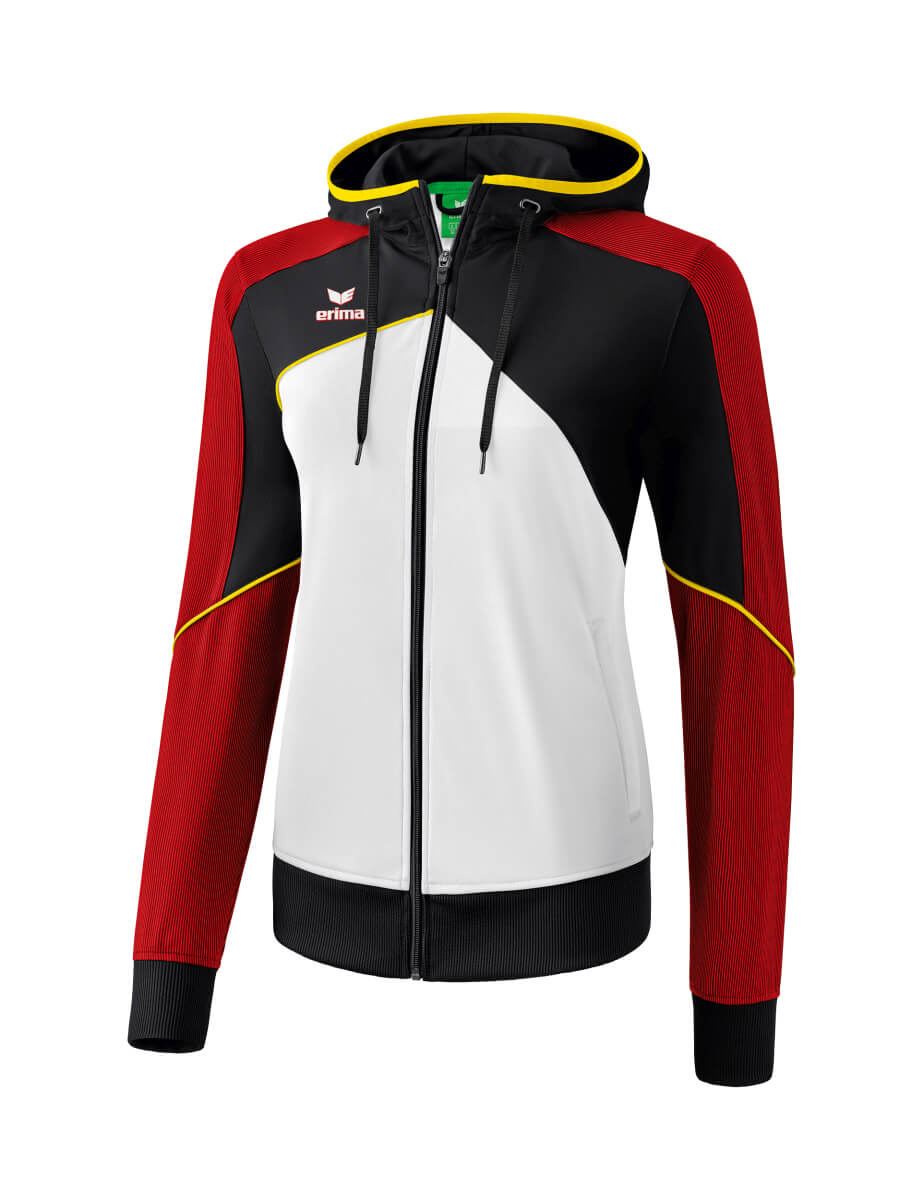 ERIMA 1071832 Hooded Training Jacket Premium One 2.0 White/Black/Red/Yellow