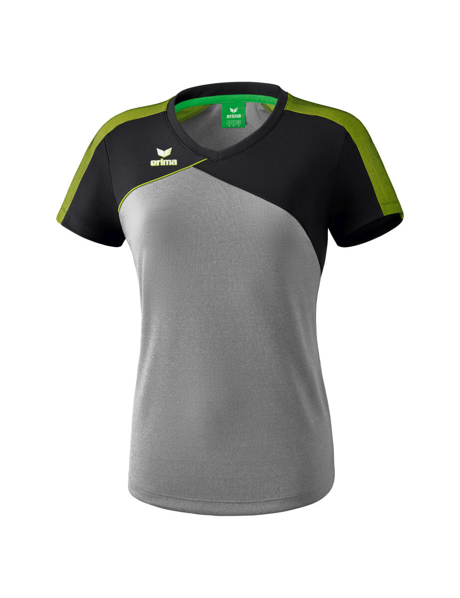 ERIMA 1081814 T-Shirt Premium One 2.0 Heather Grey/Black/Lime Pop