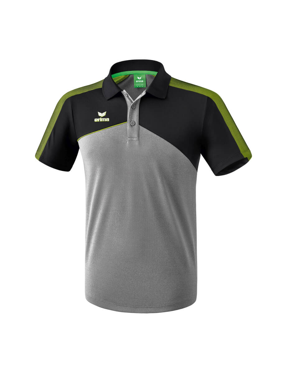 ERIMA 1111806 Polo Premium One 2.0 Heather Grey/Black/Lime Pop