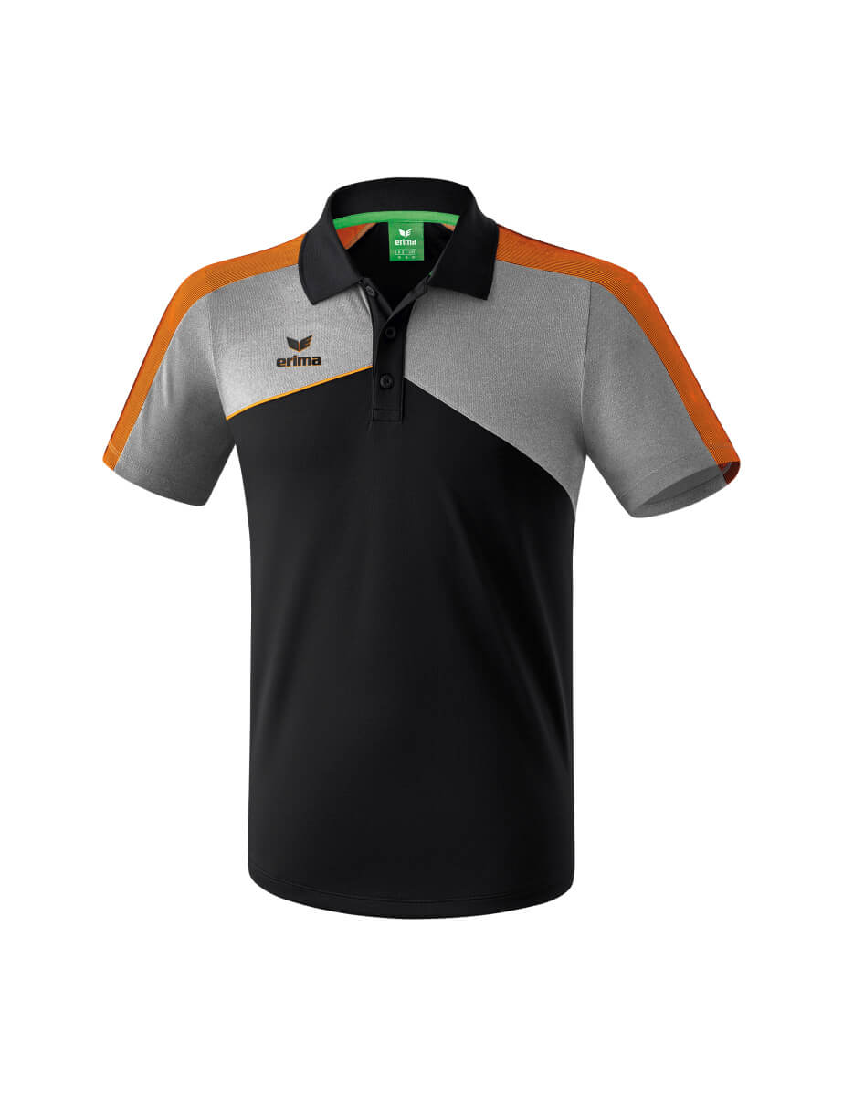 ERIMA 1111807 Polo Premium One 2.0 Noir/Gris Chiné/Orange Fluo