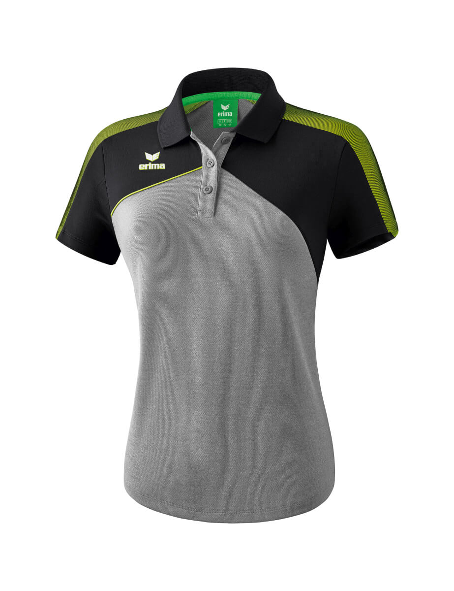 ERIMA 1111814 Polo Premium One 2.0 Heather Grey/Black/Lime Pop