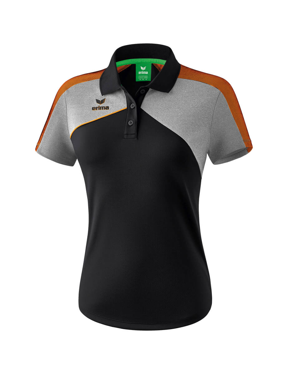 ERIMA 1111815 Polo Premium One 2.0 Noir/Gris Chiné/Orange Fluo