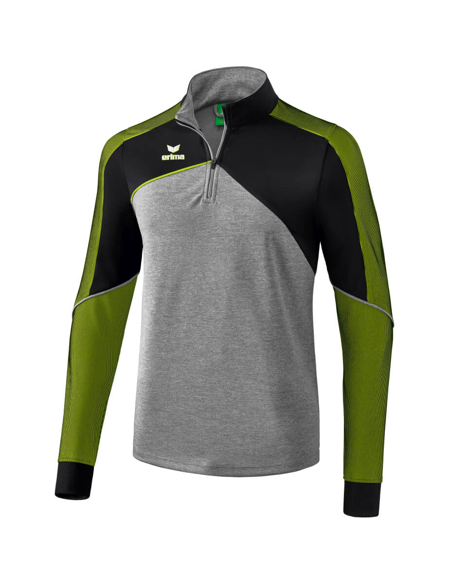 ERIMA 1261804 Sweat Entraînement Premium One 2.0 Gris Chiné/Noir/Citron Vert Pop