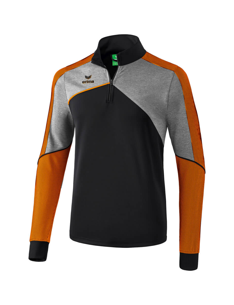 ERIMA 1261805 Sweat Entraînement Premium One 2.0 Noir/Gris Chiné/Orange Fluo