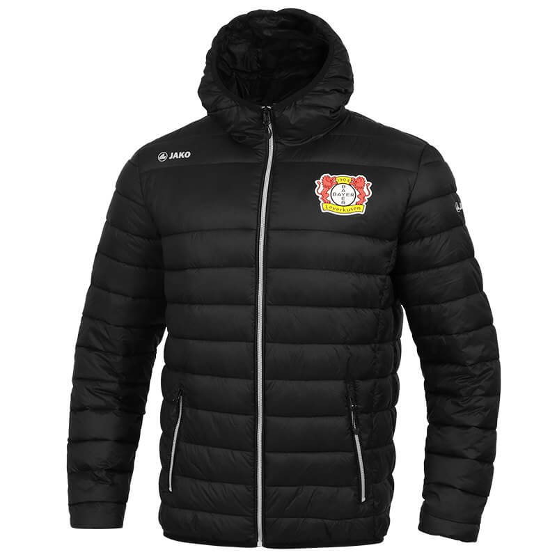 JAKO BA7303-08-1 Veste Matelassée à Capuchon Bayer 04 Leverkusen Noir Face