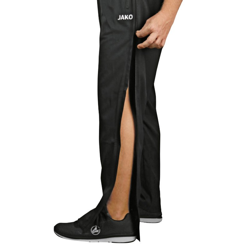 JAKO-6507-08-2 Pantalon Noir Profi Couture Latérale avec Fermeture Éclair Pleine Longueur