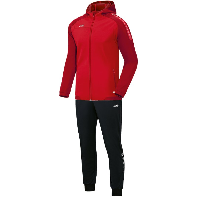 JAKO-M9417-01 Hooded Polyester Tracksuit Champ Red/Dark Red