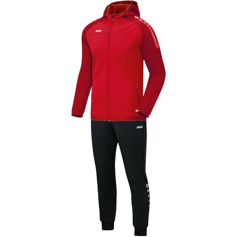 JAKO-M9417-01 Survêtement Polyester à Capuchon Champ Rouge/Rouge Foncé