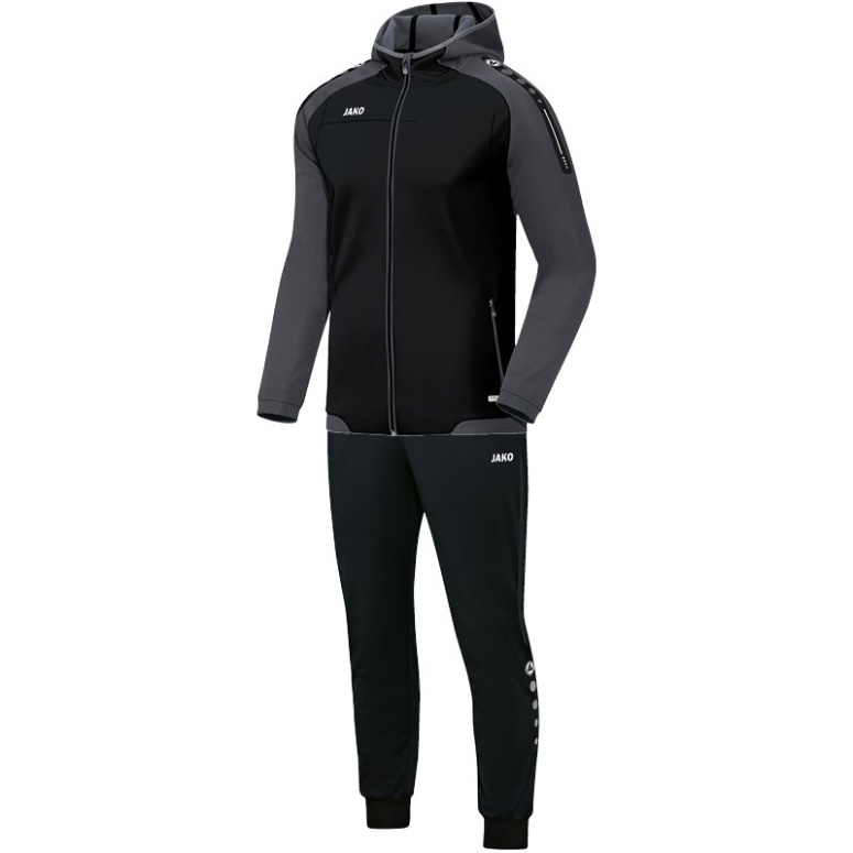JAKO-M9417-21 Hooded Polyester Tracksuit Champ Black/Anthracite