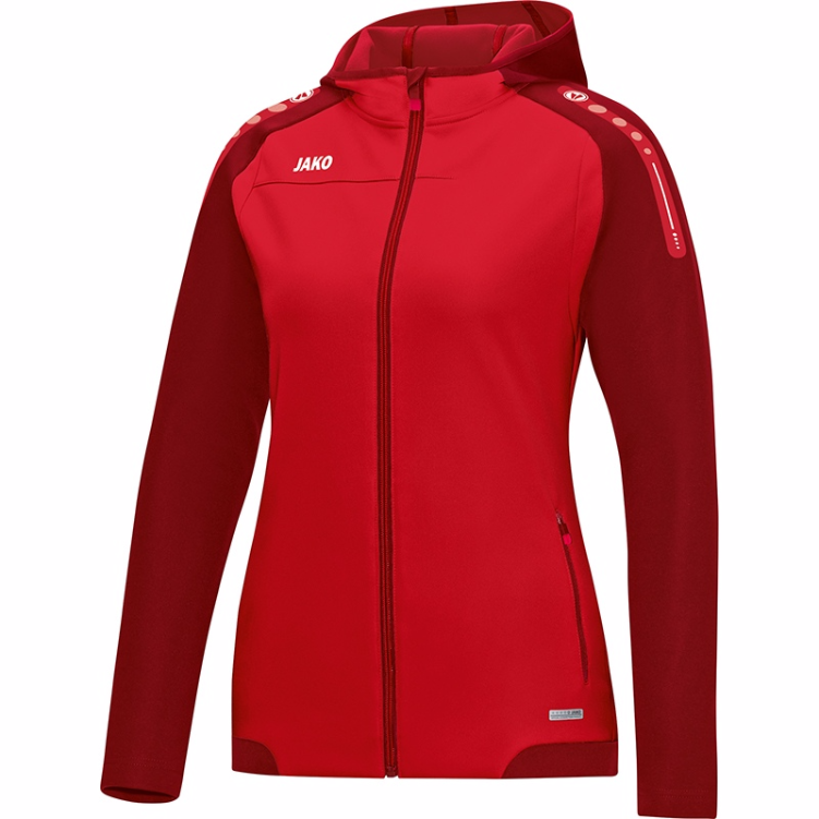 JAKO-6817W-01-1 Hooded Jacket Champ Red/Dark Red Front