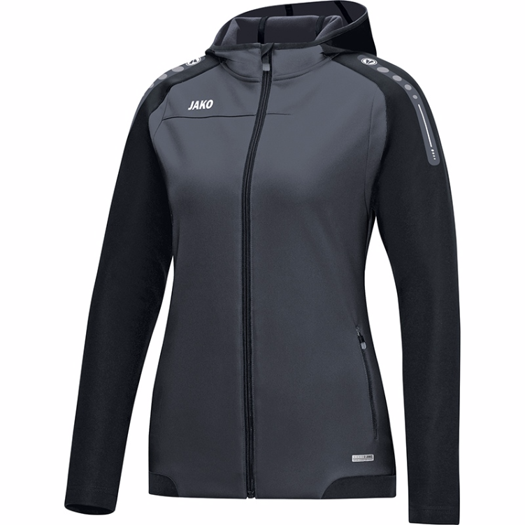 JAKO-6817W-21-1 Hooded Jacket Champ Black/Anthracite Front