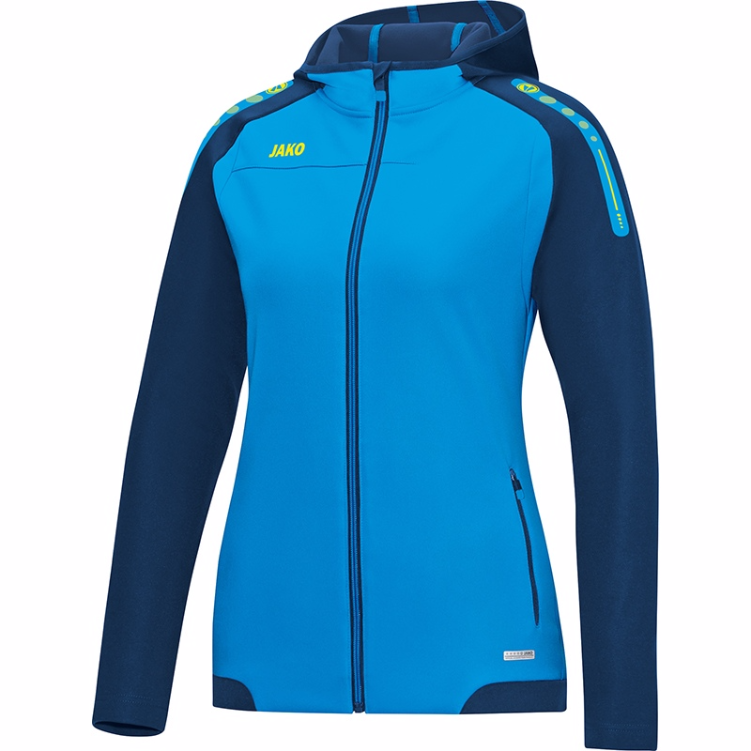 JAKO-6817W-89-1 Hooded Jacket Champ Blue/Navy/Fluo Yellow Front