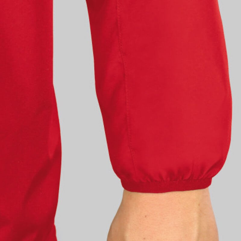 JAKO 7350-01-4 Windproof 1/4 Front Zipper Classico Red Elastic Trim Edge at Sleeves