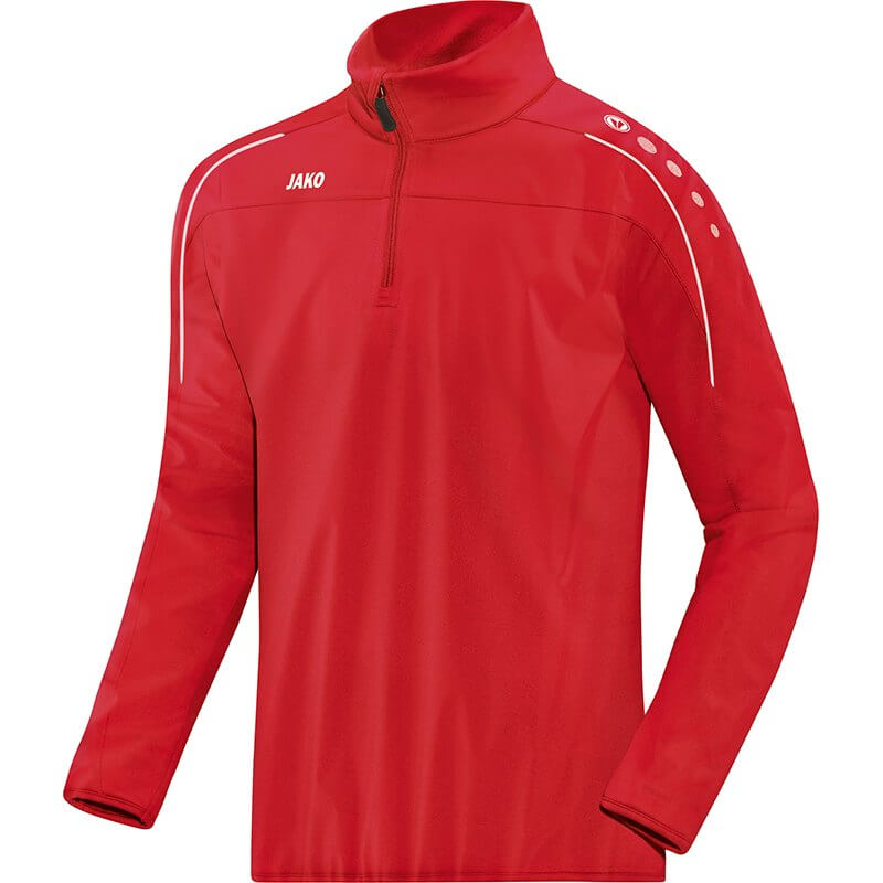 JAKO 7350-01 Windproof 1/4 Front Zipper Classico Red Front