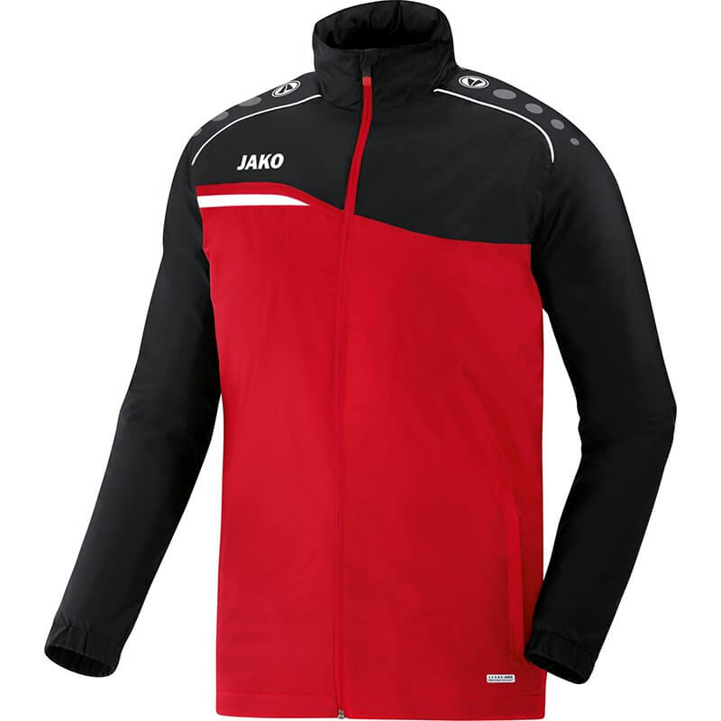 JAKO-7418-01-1  Veste Pluie Competition 2.0 Rouge/Noir Face