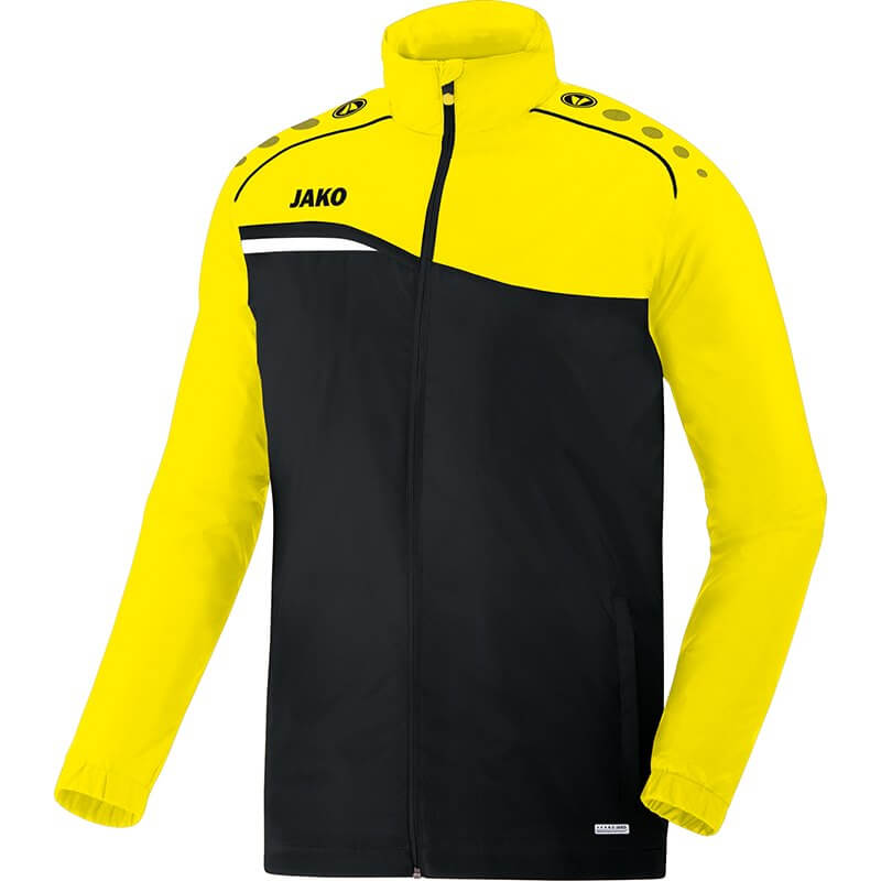 JAKO-7418-03-1 Veste Pluie Competition 2.0 Noir/Jaune Fluo Face