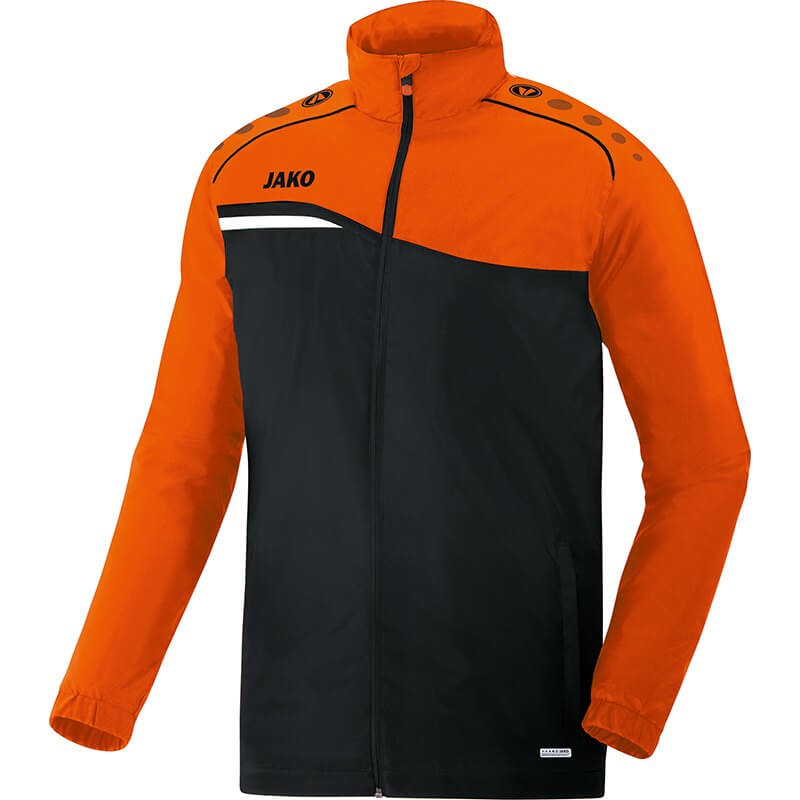 JAKO-7418-19-1 Veste Pluie Competition 2.0 Noir/Orange Fluo Face