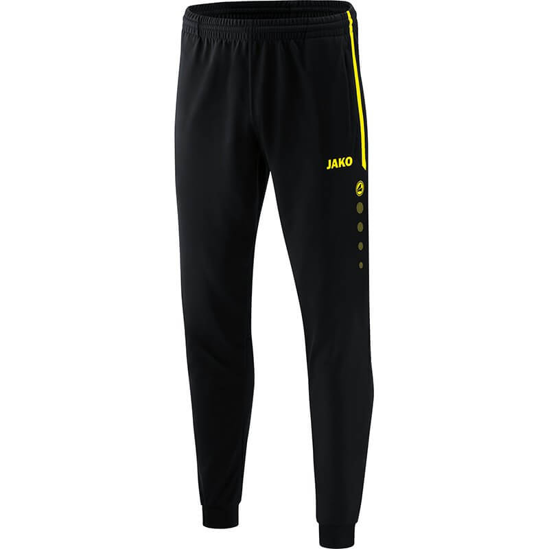 JAKO-9218-33 Pantalon Polyester Competition 2.0 Noir/Jaune Fluo