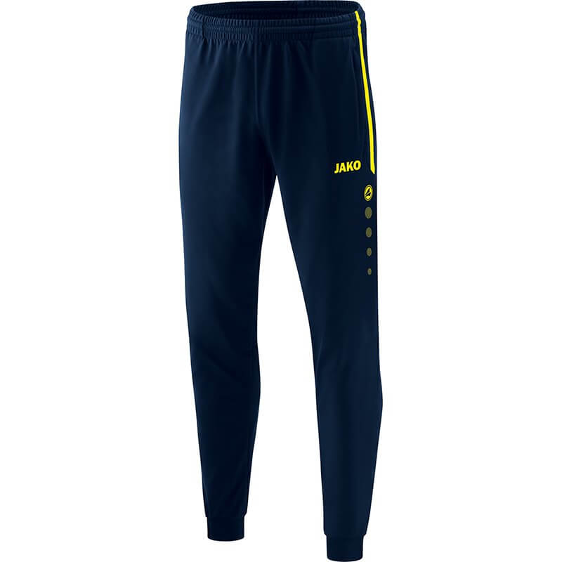 JAKO-9218-89 Pantalon Polyester Competition 2.0 Bleu Marin/Jaune Fluo