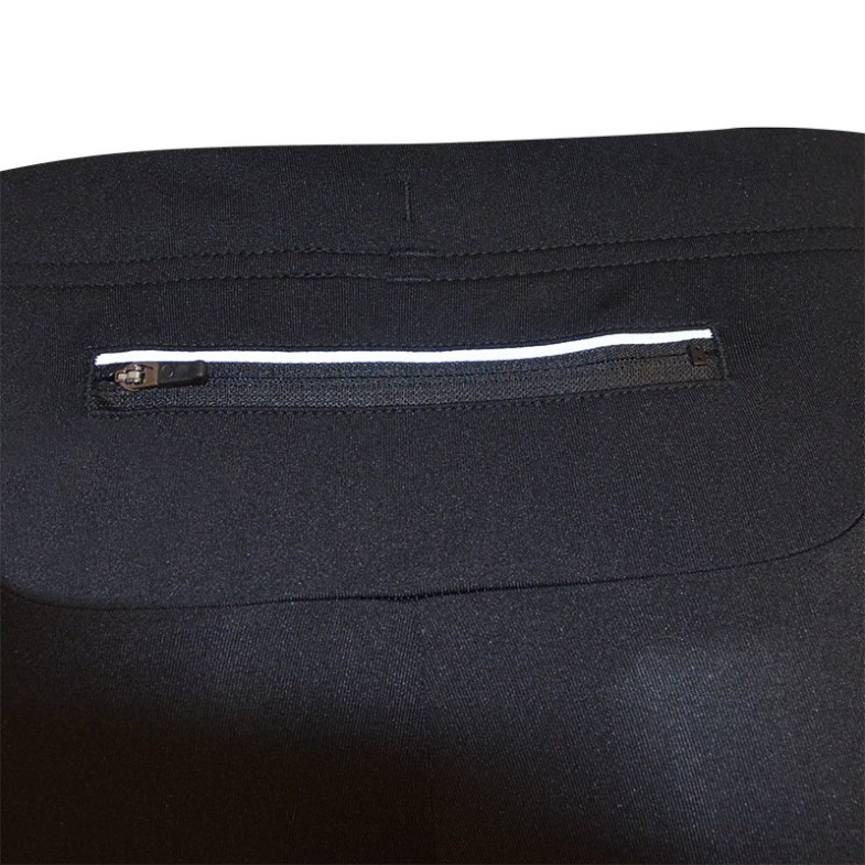 JAKO 6715-08-2 Bib Shorts Capri Run Black Back Pocket With Reflective Zipper