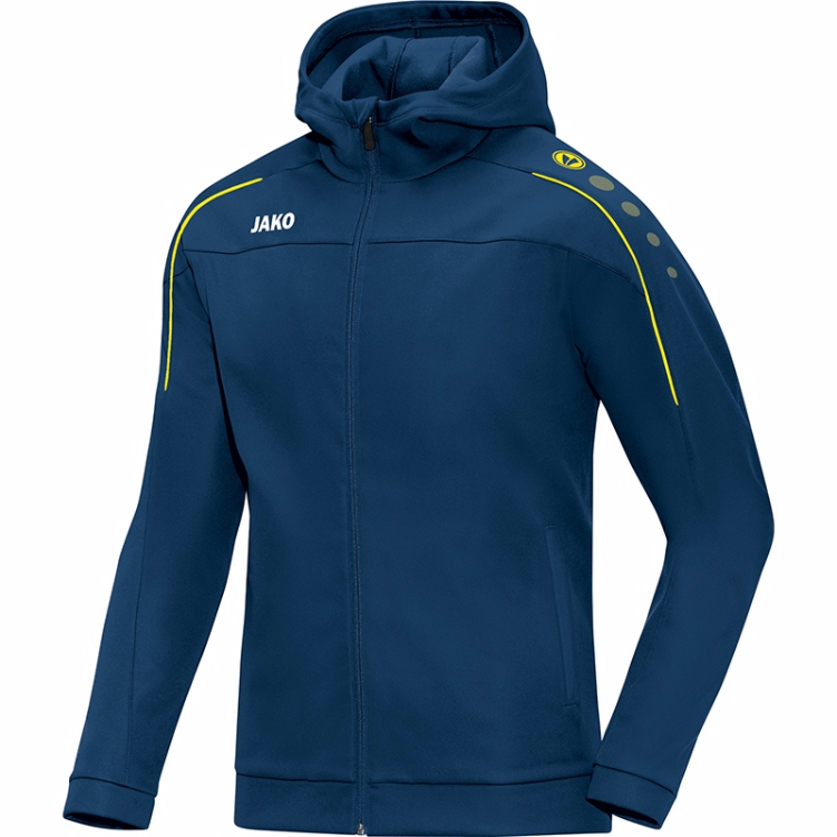 JAKO Hooded Jacket Classico 6850-42 Blue Night/Lemon Front