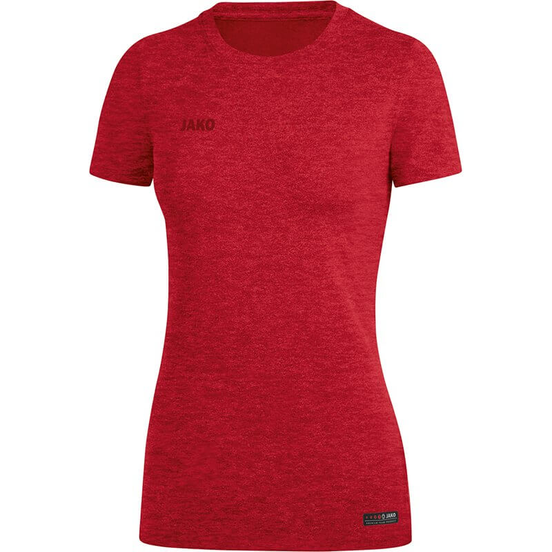 JAKO-6129W-01-1 T-Shirt Premium Basics Rouge Mêlé Face