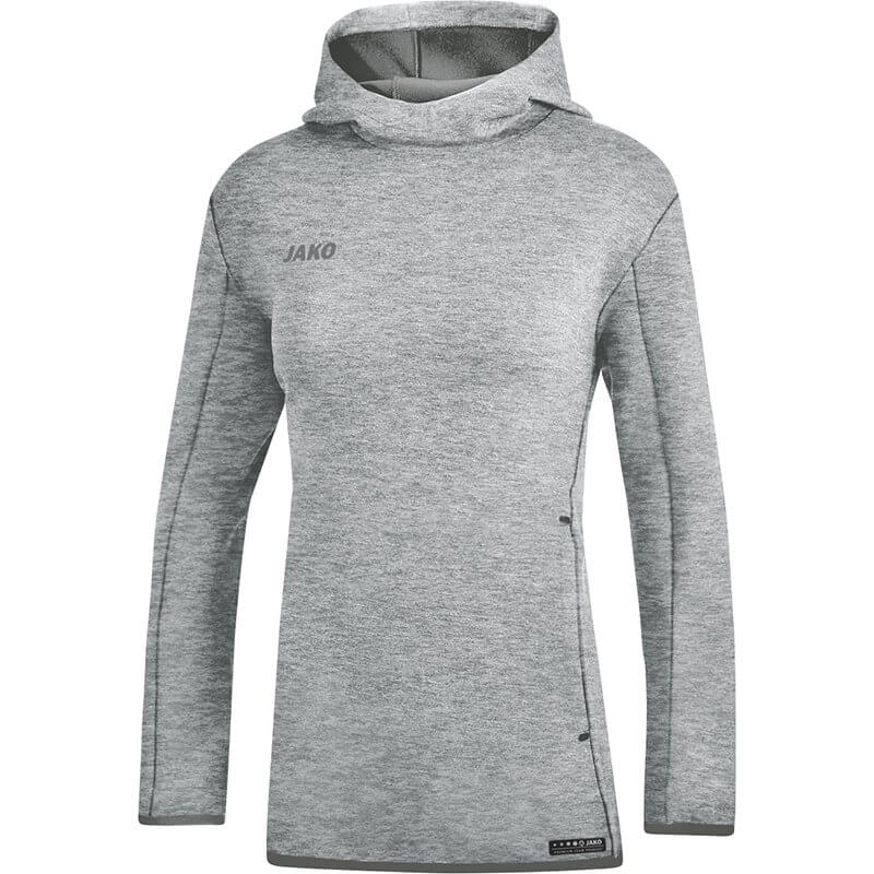 JAKO-6729W-40-1 Sweat à Capuchon Premium Basics Gris Mêlé Face