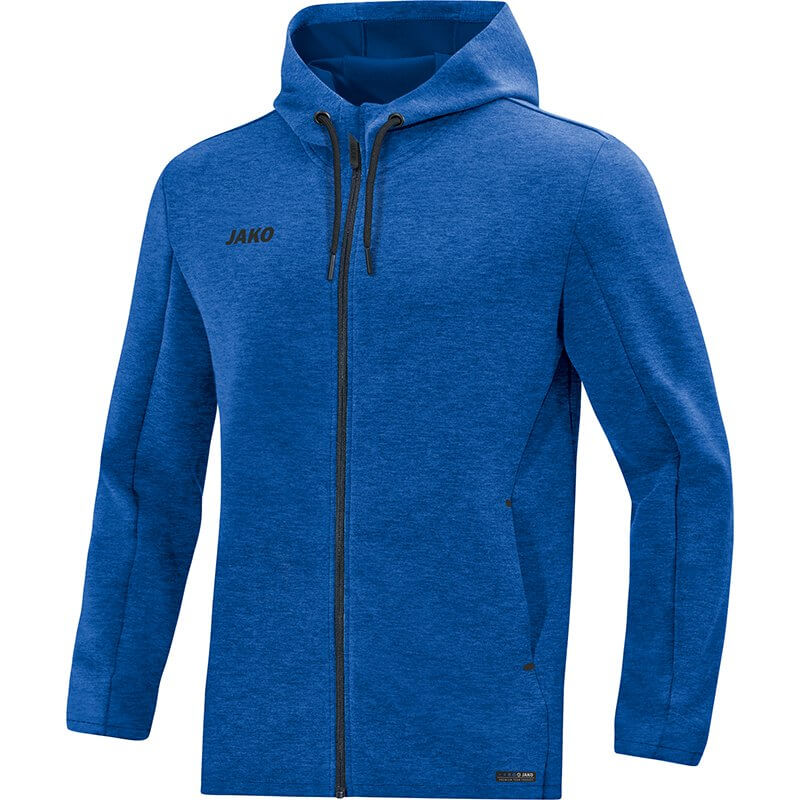 JAKO-6829M-04-1 Veste à Capuchon Premium Basics Bleu Royal Mêlé Face