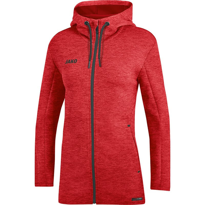 JAKO-6829W-01-1 Veste à Capuchon Premium Basics Rouge Mêlé Face