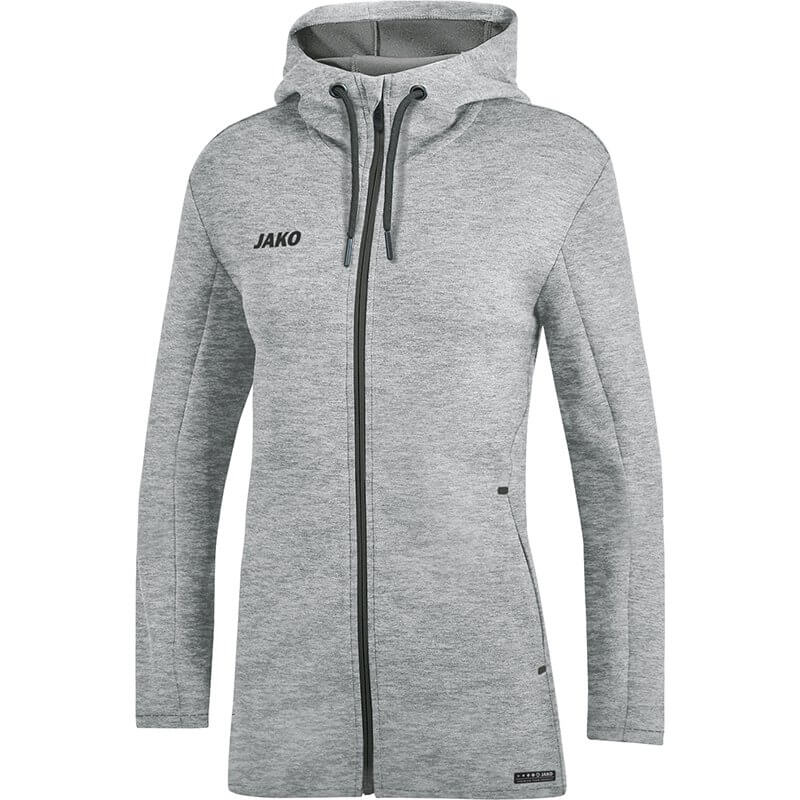 JAKO-6829W-40-1 Veste à Capuchon Premium Basics Gris Mêlé Face