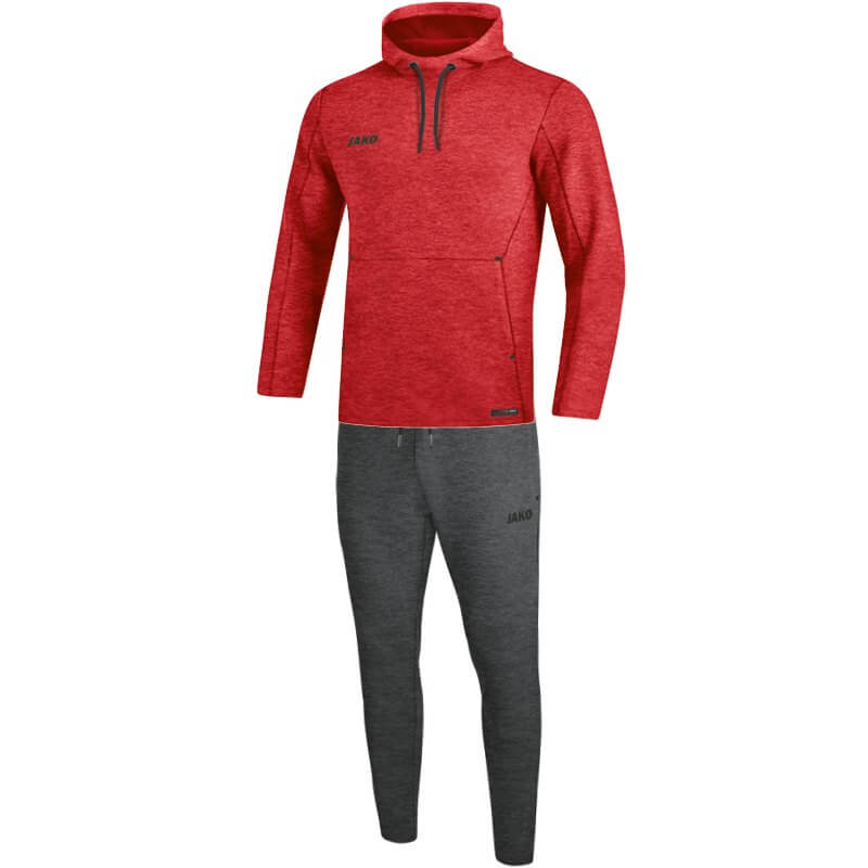 JAKO-M9629M-01 Survêtement Jogging à Capuchon Sweat Premium Basics Rouge Mêlé