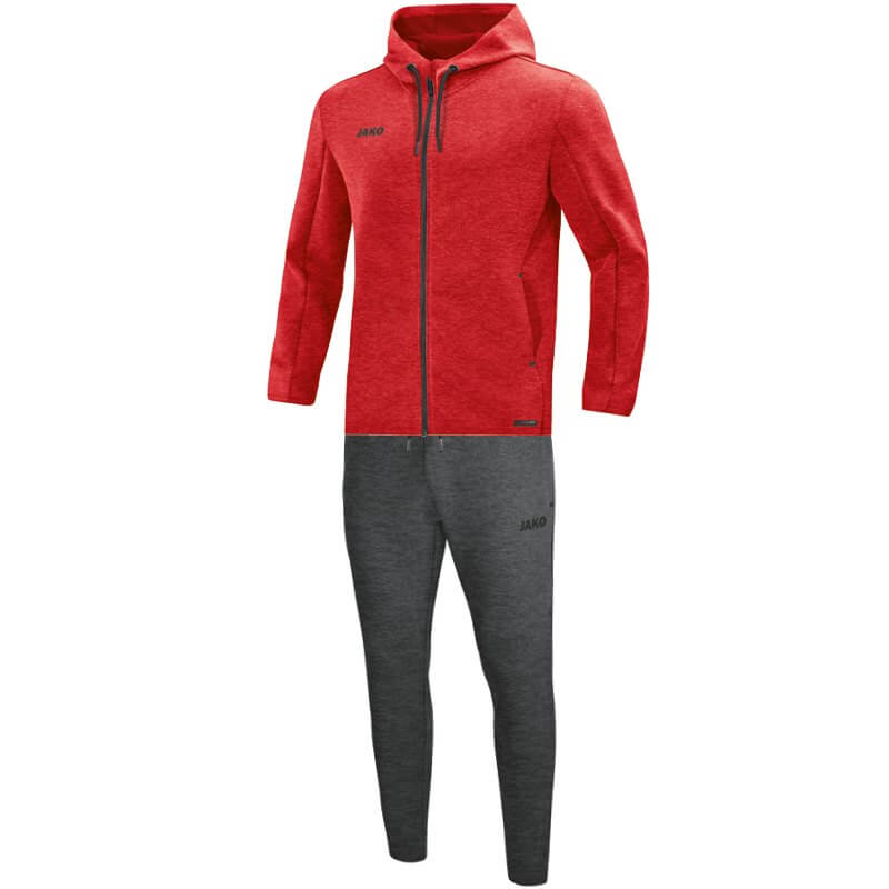 JAKO-M9729M-01 Survêtement Jogging à Capuchon Premium Basics Rouge Mêlé