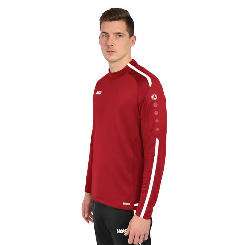 JAKO-8819-11-4 Sweater Striker 2.0 Rouge Chili/Blanc Côté