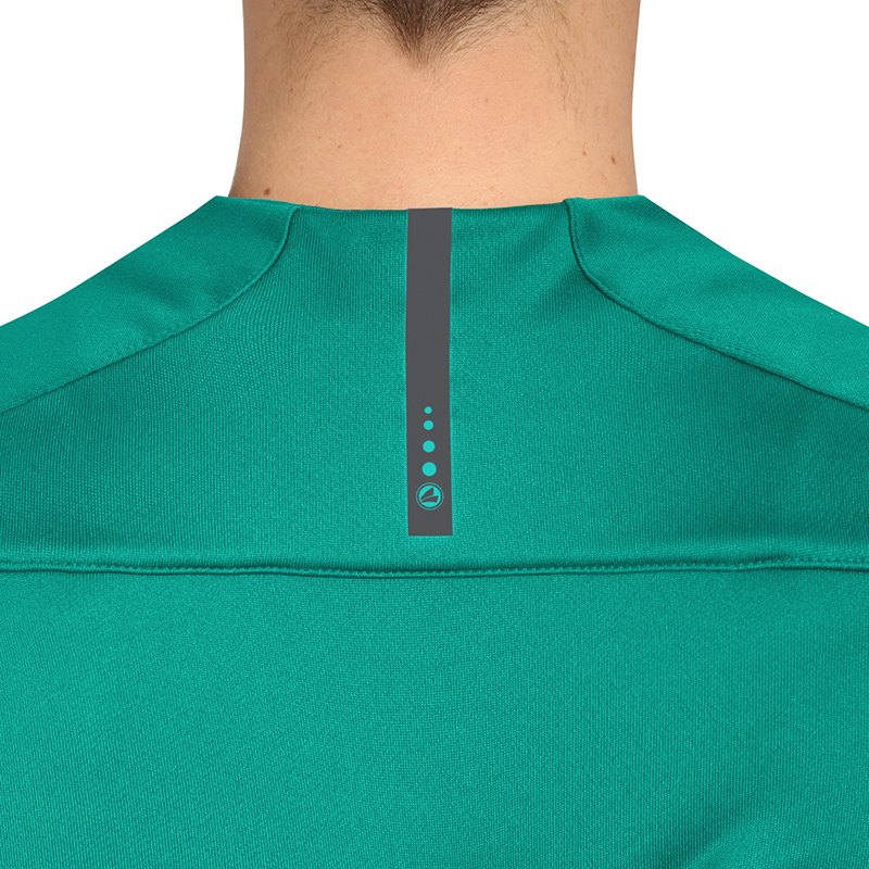 JAKO-8819-24-8 Sweater Striker 2.0 Bleu Turquoise/Anthracite Tape Contrastant au Cou