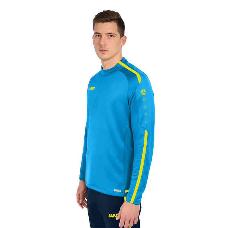 JAKO-8819-89-4 Sweater Striker 2.0 Bleu/Jaune Fluo Côté